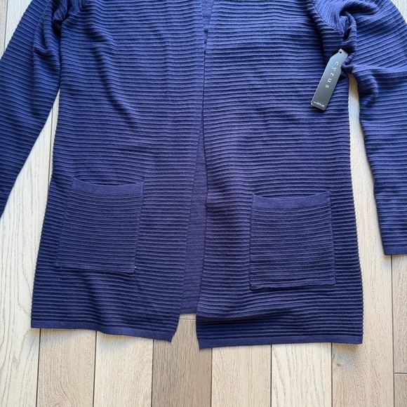 Cyrus Deep Blue Ribbed Cardigan - Picture 4 of 6